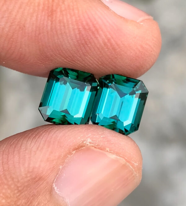 Bluish Green Tourmaline Pair